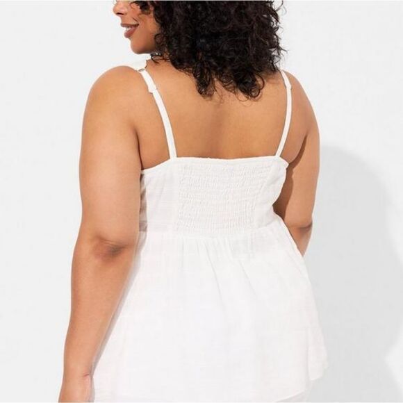 TORRID BABYDOLL COTTON WINDOW PANE BUTTON FRONT TOP NWT - Picture 4 of 5